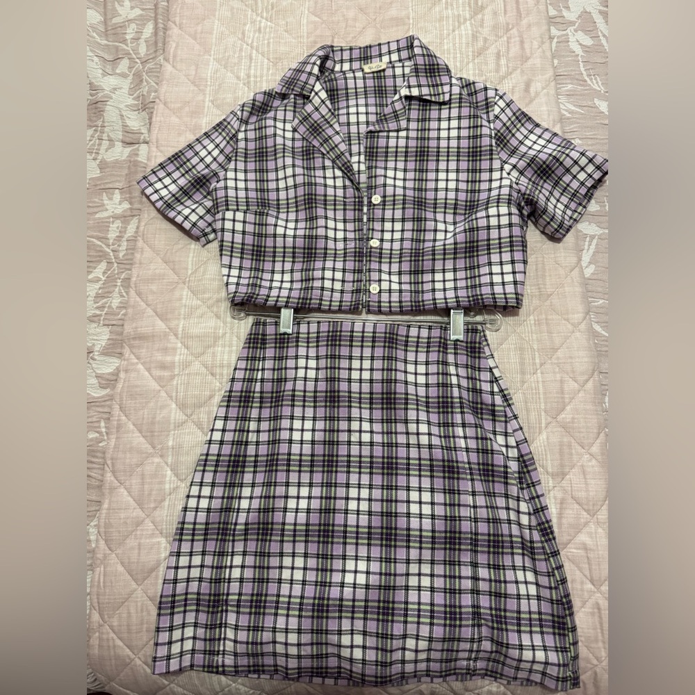 Brandy Melville John Galt purple top & skirt set.